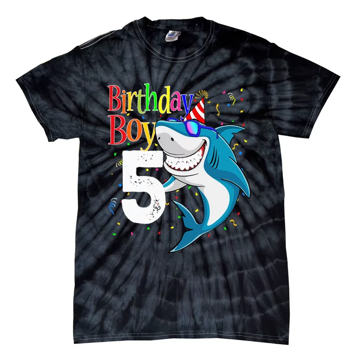 5th Birthday Shark JawSome Five Tie-Dye T-Shirt