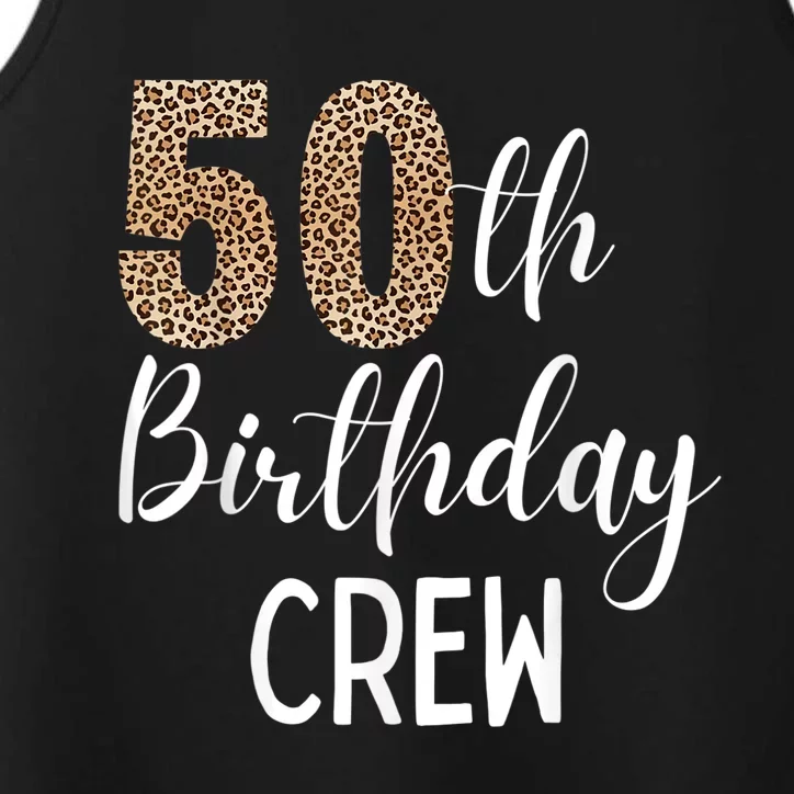 50th Birthday Squad Party Crew with Leopard Print Performance Tank