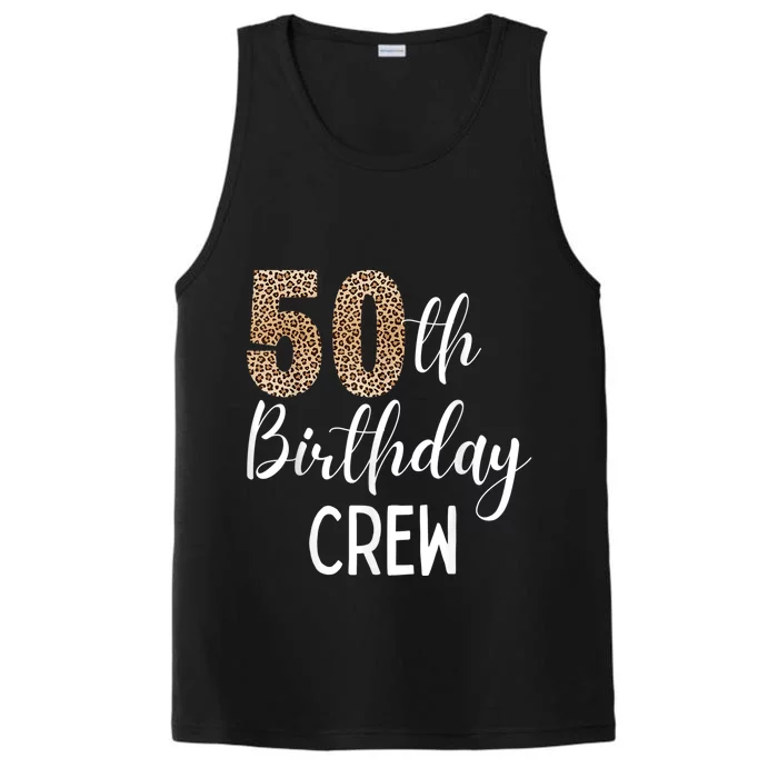 50th Birthday Squad Party Crew with Leopard Print Performance Tank