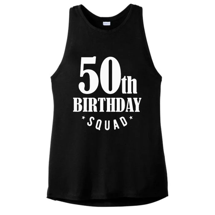 50th Birthday Squad Ladies Tri-Blend Wicking Tank