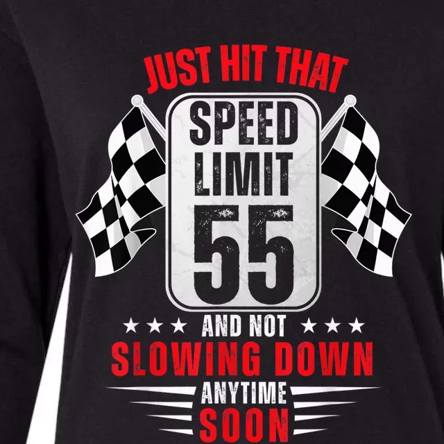 55th Birthday Speed Limit Sign 55 Years Old Funny Racing Womens Cotton Relaxed Long Sleeve T-Shirt