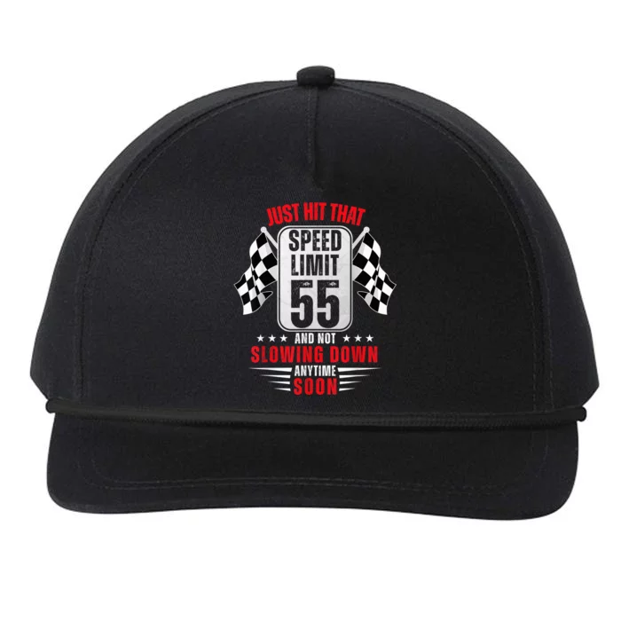 55th Birthday Speed Limit Sign 55 Years Old Funny Racing Snapback Five-Panel Rope Hat