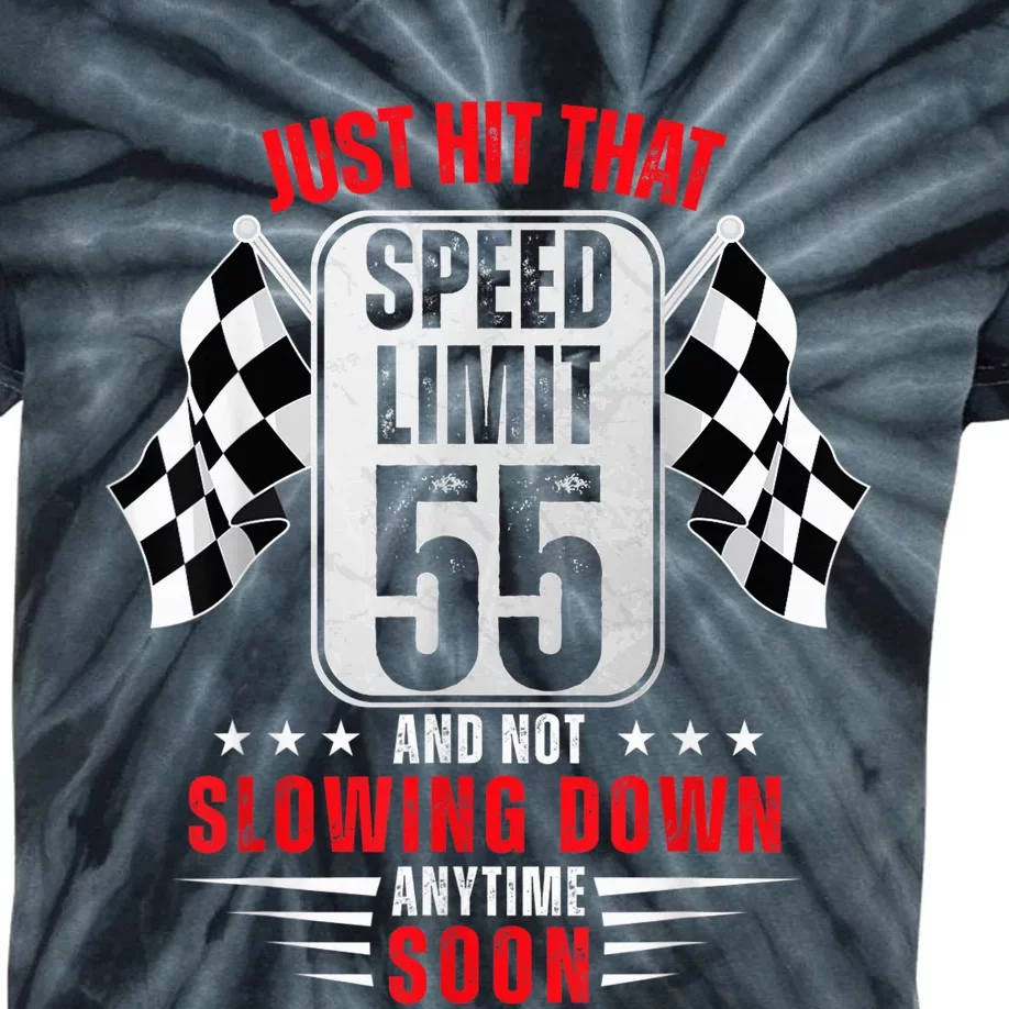 55th Birthday Speed Limit Sign 55 Years Old Funny Racing Kids Tie-Dye T-Shirt