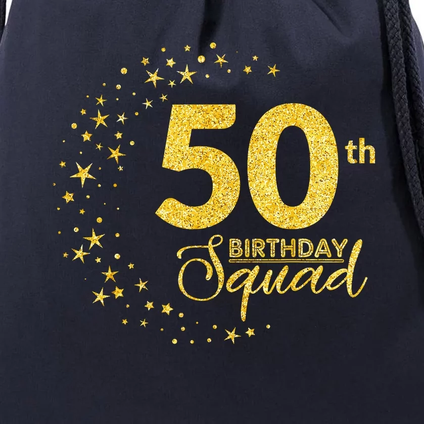 50th Birthday Squad Party 50 Years Old Yellow Gold Birthday Drawstring Bag