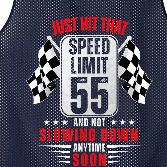 55th Birthday Speed Limit Sign 55 Years Old Funny Racing Mesh Reversible Basketball Jersey Tank