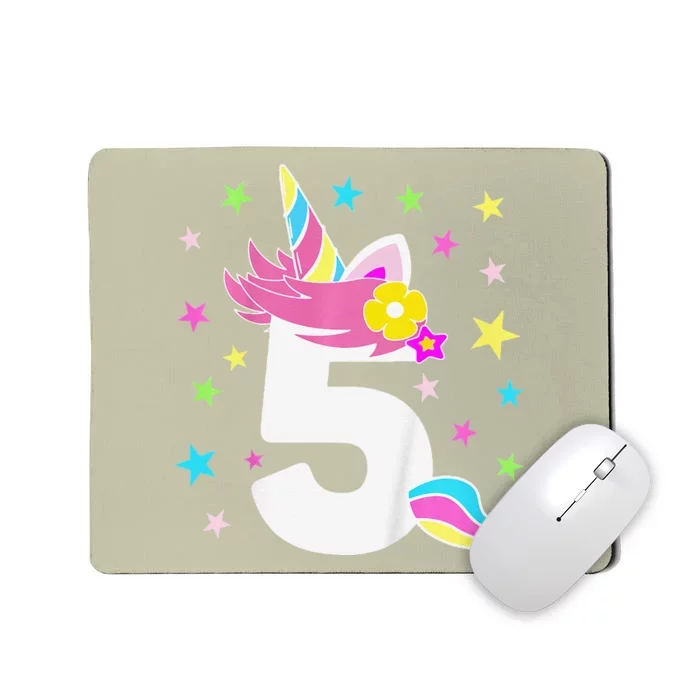 5th Birthday Unicorn Number 5 Year Old BDay Mousepad