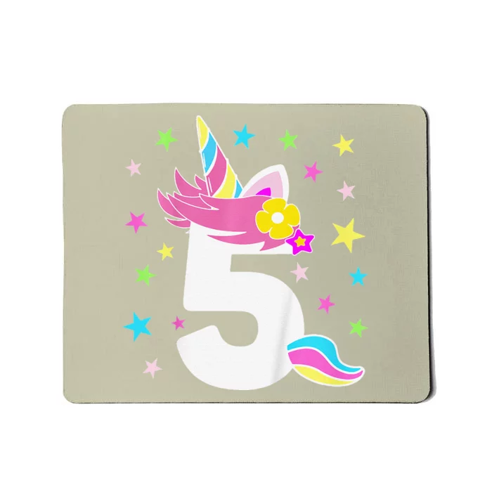 5th Birthday Unicorn Number 5 Year Old BDay Mousepad