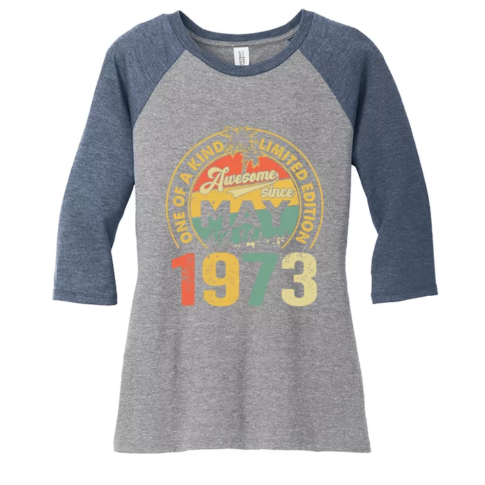 50th Birthday Vintage May 1973 Women's Tri-Blend 3/4-Sleeve Raglan Shirt