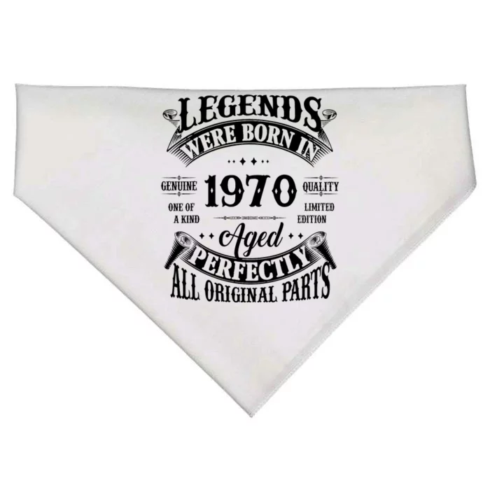 54th Birthday Vintage Legends Born In 1970 54 Years Old USA-Made Doggie Bandana