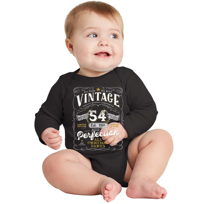 54th Birthday Vintage 1968 Birthday For Women Funny Men 54 Years Old Baby Long Sleeve Bodysuit