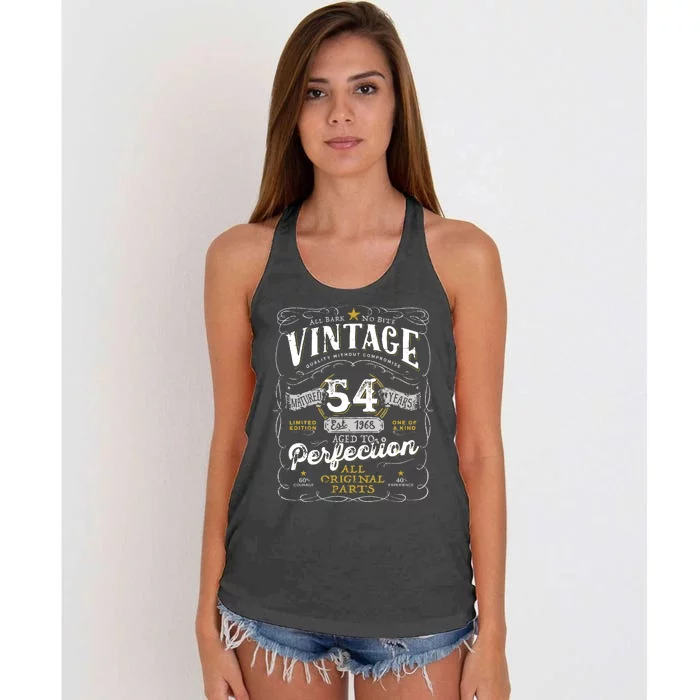 54th Birthday Vintage 1968 Birthday For Women Funny Men 54 Years Old Women's Knotted Racerback Tank