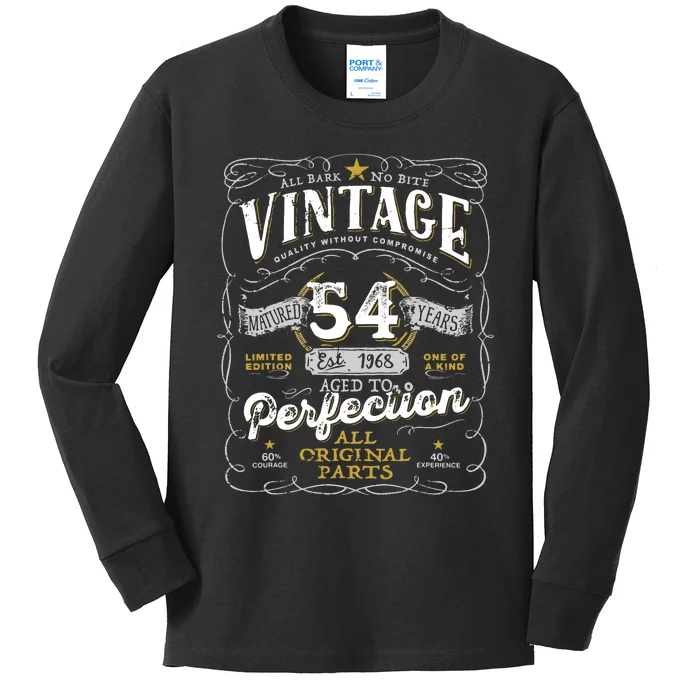 54th Birthday Vintage 1968 Birthday For Women Funny Men 54 Years Old Kids Long Sleeve Shirt