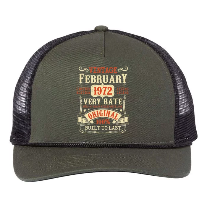 51th Birthday Vintage February 1972 51 Year Old Women Retro Rope Trucker Hat Cap