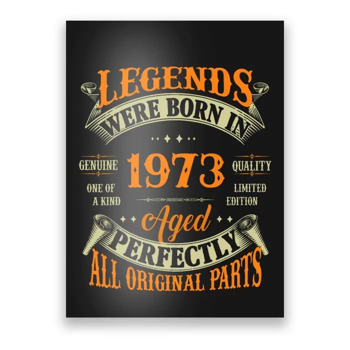 51st Birthday Vintage Legends Born In 1973 51 Years Old Poster