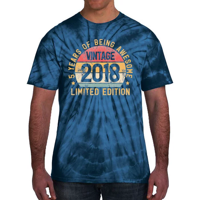 5th Birthday Vintage 2018 Turning 5 BDay 5 Years Old Tie-Dye T-Shirt