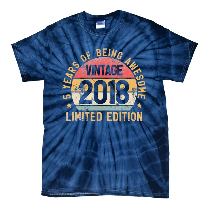 5th Birthday Vintage 2018 Turning 5 BDay 5 Years Old Tie-Dye T-Shirt