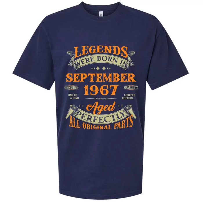 56th Birthday Vintage Legends Born In September 1967 Gift Sueded Cloud Jersey T-Shirt