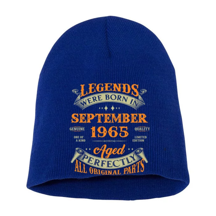 58th Birthday Vintage Legends Born In September 1965 Gift Short Acrylic Beanie