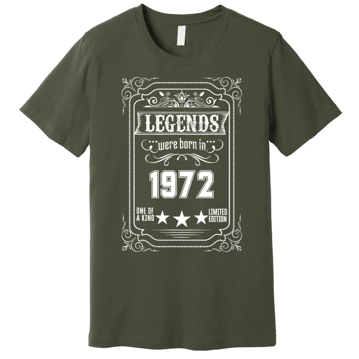 52th Birthday Vintage Legends Born In 1972 52 Years Old Premium T-Shirt