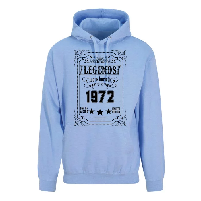 52th Birthday Vintage Legends Born In 1972 52 Years Old Unisex Surf Hoodie