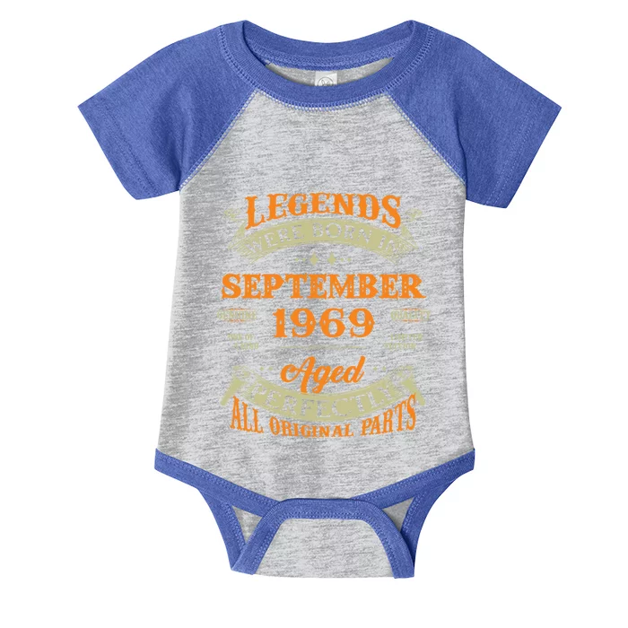 54th Birthday Vintage Legends Born In September 1969 Gift Infant Baby Jersey Bodysuit