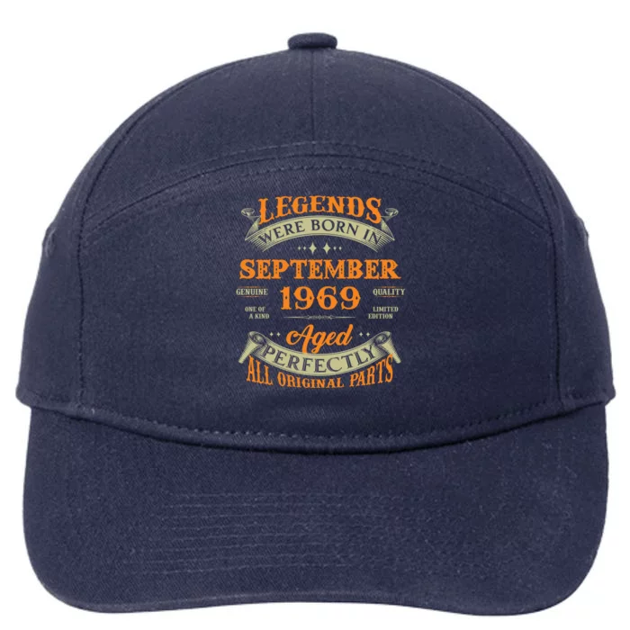 54th Birthday Vintage Legends Born In September 1969 Gift 7-Panel Snapback Hat