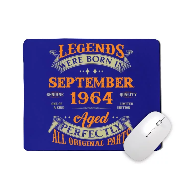 59th Birthday Vintage Legends Born In September 1964 Cool Gift Mousepad