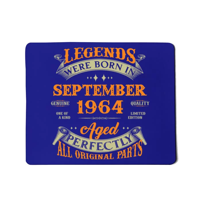 59th Birthday Vintage Legends Born In September 1964 Cool Gift Mousepad