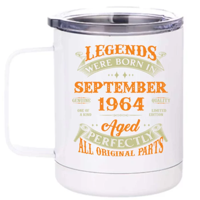 59th Birthday Vintage Legends Born In September 1964 Cool Gift Front & Back 12oz Stainless Steel Tumbler Cup