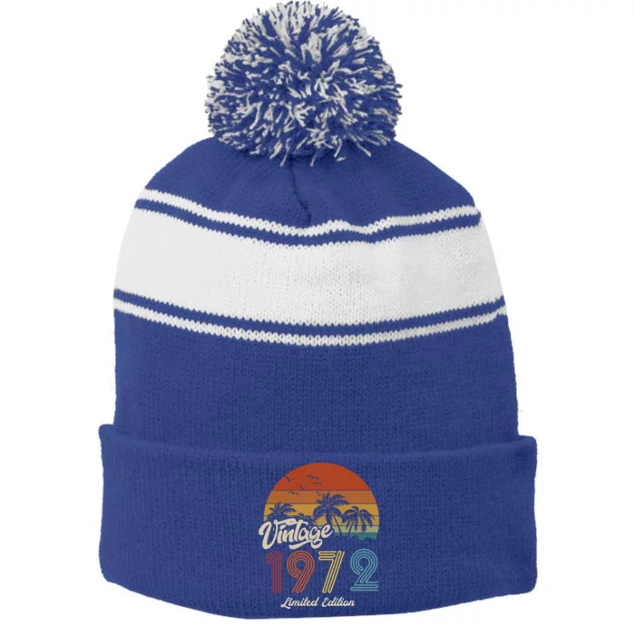 51st Birthday Vintage Limited Edition 1972 Stripe Pom Pom Beanie