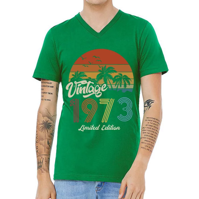 50th Birthday Vintage Limited Edition 1973 V-Neck T-Shirt