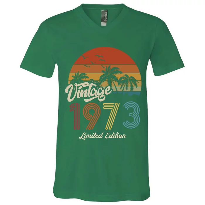 50th Birthday Vintage Limited Edition 1973 V-Neck T-Shirt