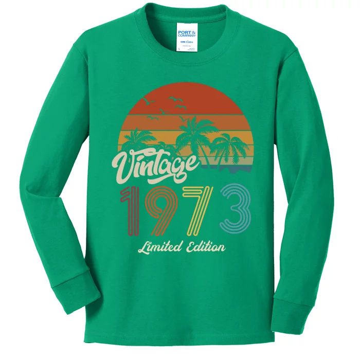 50th Birthday Vintage Limited Edition 1973 Kids Long Sleeve Shirt