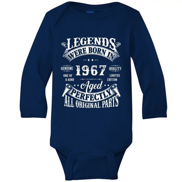 55th Birthday Vintage Birthday Legend Born In 1967 Baby Long Sleeve Bodysuit