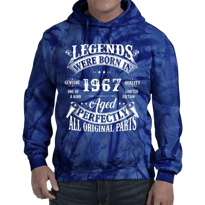 55th Birthday Vintage Birthday Legend Born In 1967 Tie Dye Hoodie