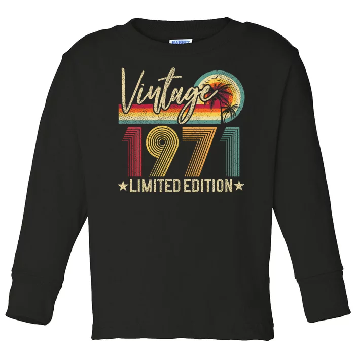 53rd Birthday Vintage 1971 53 Years Old Retro Toddler Long Sleeve Shirt