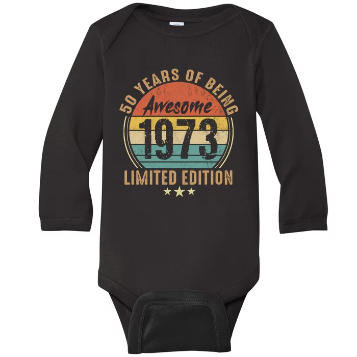 50th Birthday Vintage Limited Edition 1973 Baby Long Sleeve Bodysuit