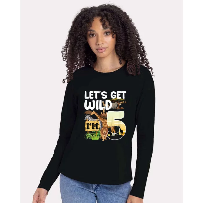 5th Birthday Zoo Safari Jungle Animal | Lets Get Wild Im 5 Womens Cotton Relaxed Long Sleeve T-Shirt