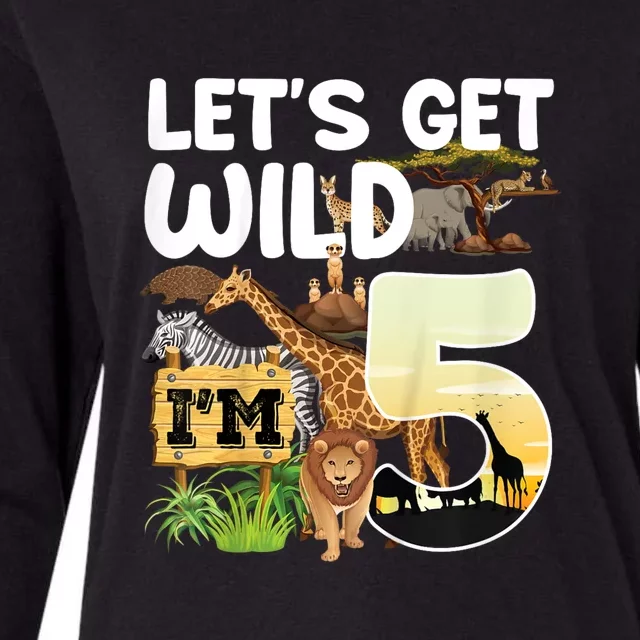 5th Birthday Zoo Safari Jungle Animal | Lets Get Wild Im 5 Womens Cotton Relaxed Long Sleeve T-Shirt