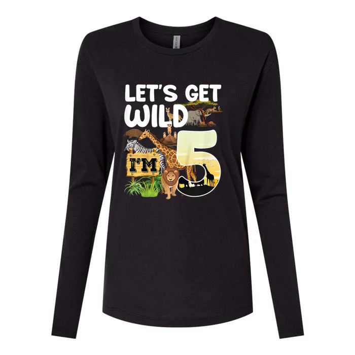 5th Birthday Zoo Safari Jungle Animal | Lets Get Wild Im 5 Womens Cotton Relaxed Long Sleeve T-Shirt