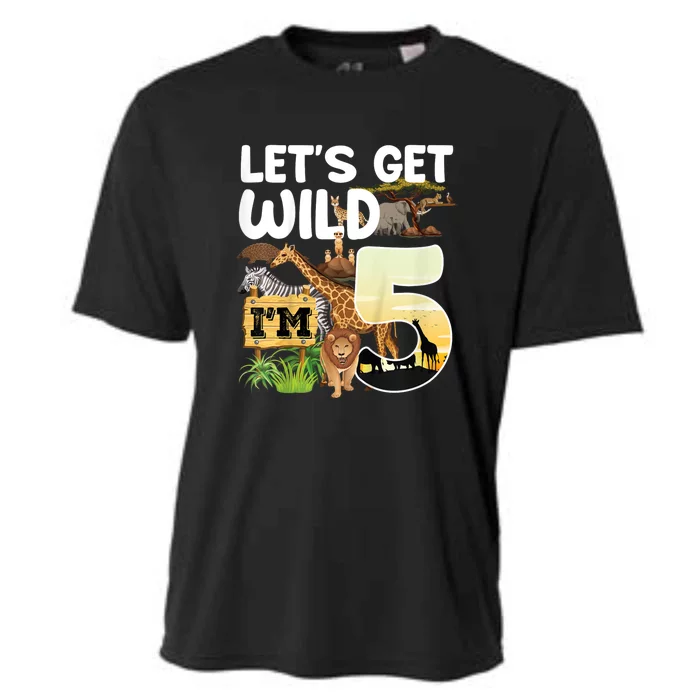 5th Birthday Zoo Safari Jungle Animal | Lets Get Wild Im 5 Cooling Performance Crew T-Shirt