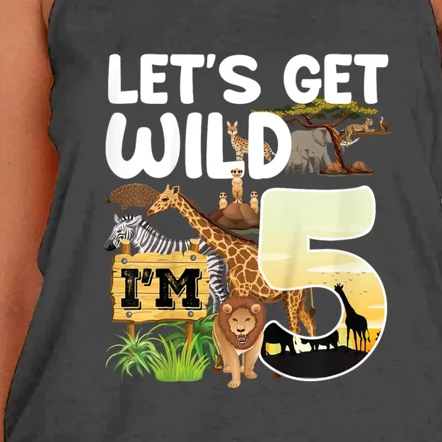 5th Birthday Zoo Safari Jungle Animal | Lets Get Wild Im 5 Women's Knotted Racerback Tank