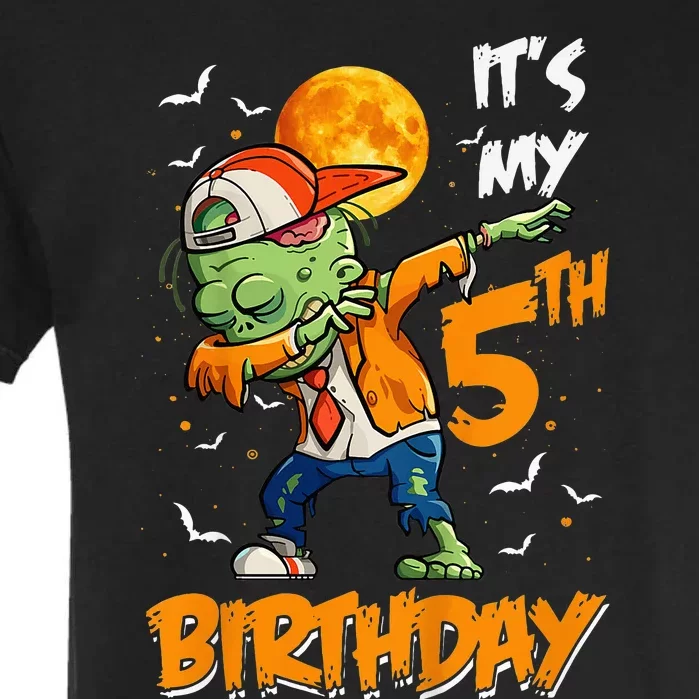 5th Birthday Zombie Halloween Costume Dabbing Undead Party Garment-Dyed Heavyweight T-Shirt