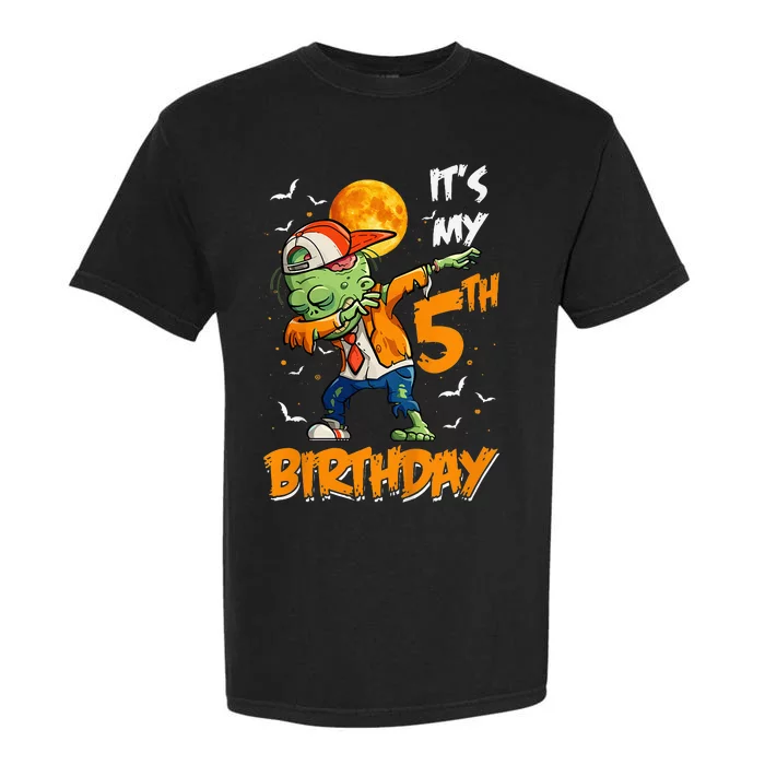 5th Birthday Zombie Halloween Costume Dabbing Undead Party Garment-Dyed Heavyweight T-Shirt