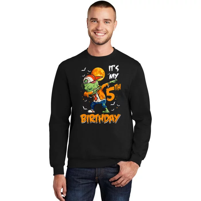 5th Birthday Zombie Halloween Costume Dabbing Undead Party Tall Sweatshirt