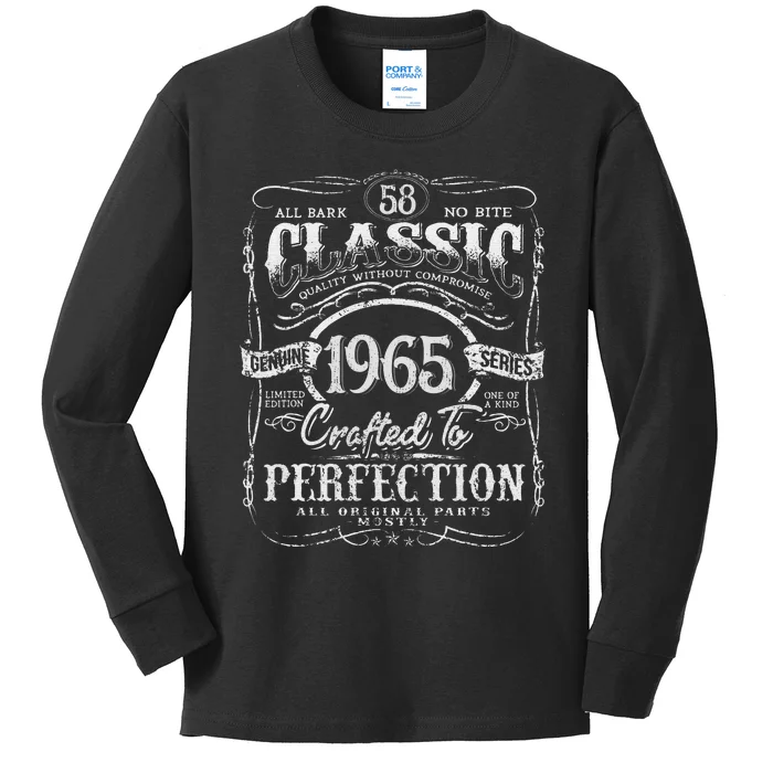 58th Classic Birthday gift 58 Perfection 1965 Birthday Kids Long Sleeve Shirt