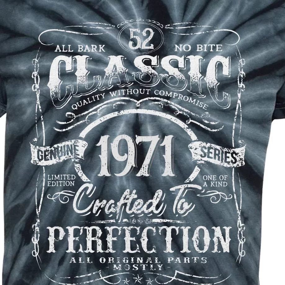 52nd Classic Birthday gift 52 Perfection 1971 Birthday Kids Tie-Dye T-Shirt