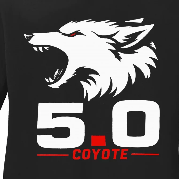 5.0 Coyote Distressed Gift Idea For Adorable Ladies Long Sleeve Shirt