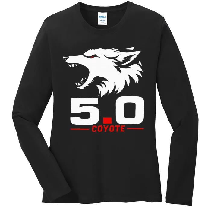 5.0 Coyote Distressed Gift Idea For Adorable Ladies Long Sleeve Shirt