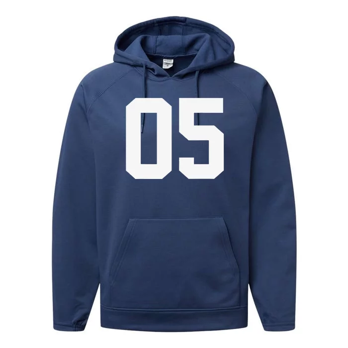 5 Cool Distressed Birthday Lucky Number Player 5th Performance Fleece Hoodie